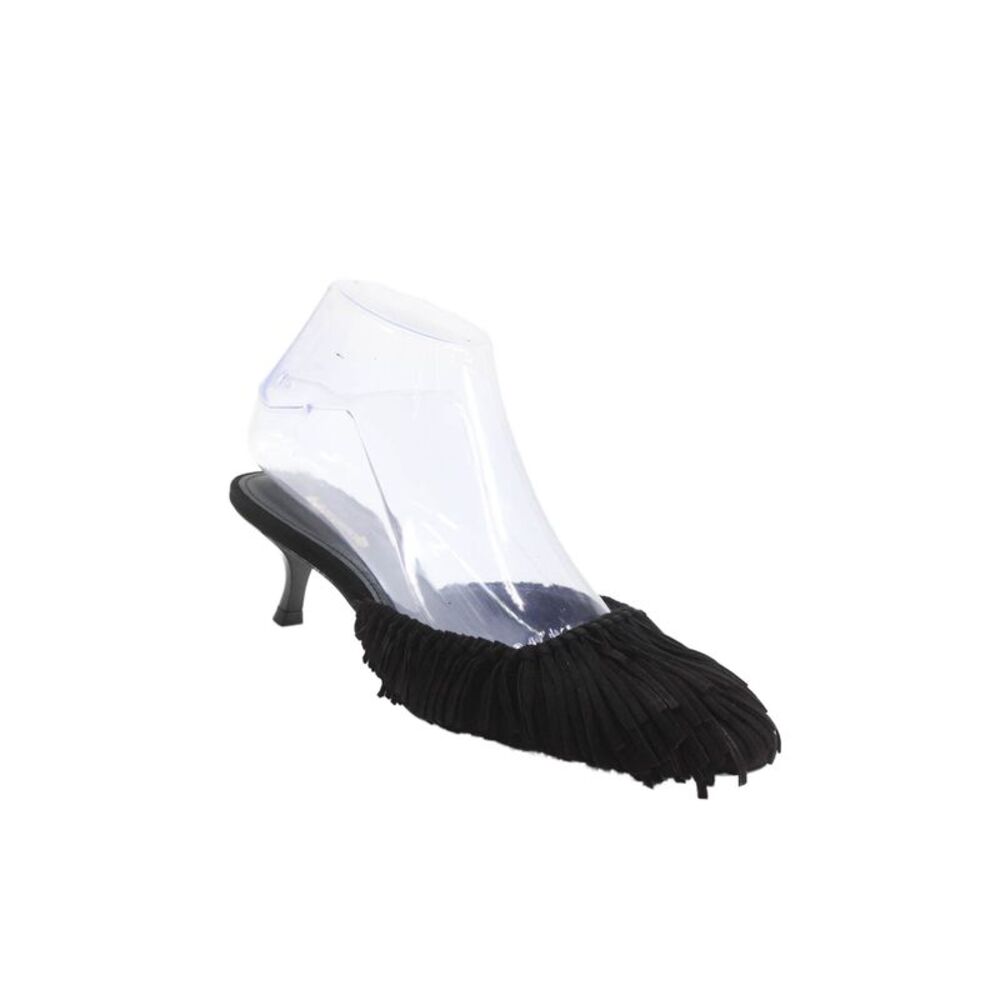 Larroude Womens Sienna Fringe Slip-On Kitten Heels Black Size 5.5
